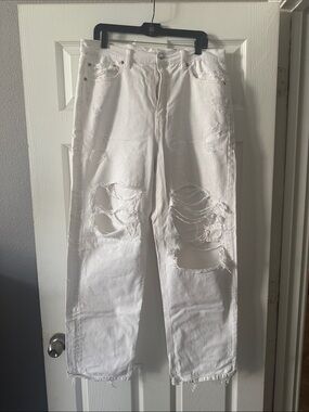 White Distressed High-Rise Jeans